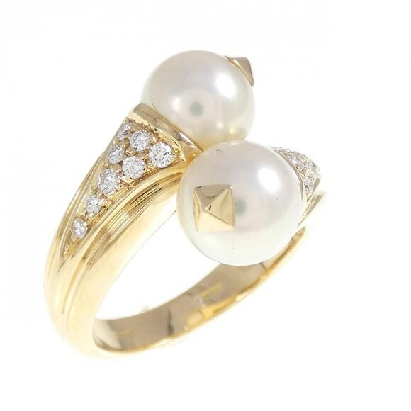 Bvlgari Akoya Pearl Diamond Ring Au750 Size 11 - Picture 1 of 5